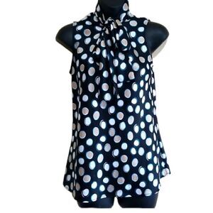 Nine West Black Polka Dot Sleeveless Top Sz S